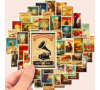 50pcs Pegatinas de Retro Impermeables para Decorar Computadora, Teléfono Móvil, Cuaderno, Taza de Agua, , Guitarra, Equipaje