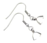 50PCS Pendientes Accesorios Acero inoxidable con hebilla de clip Gancho para la oreja Fabricación de cristal de jade Pendiente de jadeíta Hebilla de semilla de melón Hebilla para mujeres de moda