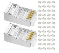 50Pcs RJ45 Conectores Cat6, 8P8C Para Cable de Red Cat6/Cat5 E/Cat5 y Cable Internet, Conector Para Ethernet, LAN, PC, Router, Conector Pasante Blindado Alta Velocidad