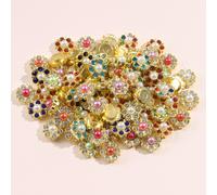 50pcs/set Perlas de vidrio con forma de flor de diamantes artificiales 1.25cm/0.49'' Pequeñas cuentas de plástico de diamantes artificiales completos de flores