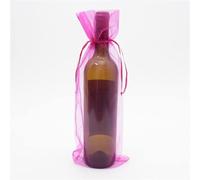 50pcs Sheer Organza Wine Bottle Cover Wrap Bolsas de regalo Joyas Navidad Fiesta de bodas Decoración Suministros Joyas Regalos Cajas-rosa, 15x38cm bolsa de organza