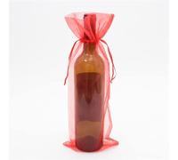 50pcs Sheer Organza Wine Bottle Cover Wrap Bolsas de regalo Joyas Navidad Fiesta de bodas Decoración Suministros Joyas Regalos Cajas-rojo, 15x38cm bolsa de organza