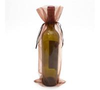 50pcs Sheer Organza Wine Bottle Cover Wrap Bolsas de regalo Joyas Navidad Wedding Party Decoración Suministros Joyas Regalos Cajas-café, 15x38cm bolsa de organza