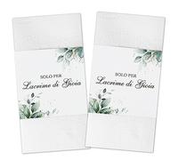 50Pcs Tarjeta en Italiano para Servilleta Pañuelo Lágrimas Felicidad Alegría Boda Novia Solo per lacrime di gioia Modelo Hojas Verdes