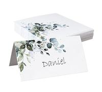 50pcs Tarjetas de Mesa para Bodas, Marcadores de Asientos, Tarjetas de Nombre Personalizadas para Comunión, Bautizo, Cumpleaños, Confirmación, Graduación, Fiesta, Recuerdos 9x10cm (Estilo Hoja Verde)