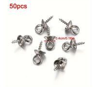 50pcs Tornillos de acero inoxidable con ojo de gancho, pasadores de , cuentas perforadas superiores, tapas de , conectores de colgante para pulsera, collar, pendientes, suministros para hacer joyas