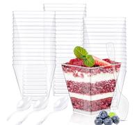 50pcs Vasos Aperitivos Plastico, 60m Vasitos para Postres, Cuencos Aperitivos Reutilizables, Copas de Plastico para Casa, Postres, Picnic, Fiestas (60ml-50pcs(Sin tapa))