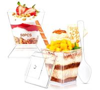 50pcs Vasos Aperitivos Plastico, 60ml Vasitos para Postres, Cuencos Aperitivos Reutilizables, Copas de Plastico para Casa, Postres, Picnic, Fiestas (60ml-50pcs)