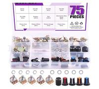 50PCS WH148 Kit B5K 10K 20K 50K 100K ohm 15mm Linear Taper Rotary Potentiometer 3Pin With 5 Different Kinds knobs