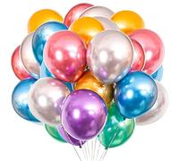 50Piezas Globos metálicos de Colorido para fiesta Globos de látex Colorido brillante para cumpleaños boda compromiso aniversario baby shower festival picnic graduación o cualquier decoración de fiesta