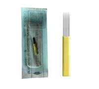 50pz Agujas Microblading Cejas Amarillo 9F en 2 Filas para Maquillaje Permanente Agujas Tatuaje Cejas Hoja Desechable Microblading (9 Pins)