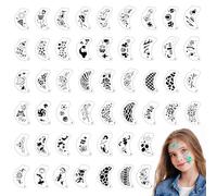 50pzs Reutilizable Kit de Plantillas Pintura Cara, Plantillas Corporales y Faciales para Niños Adultos Maquillaje Tatuaje Temporal para Halloween Fiestas Festivales Carnaval Cumpleaños