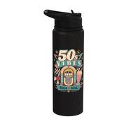50s Retro 1950s Rockabilly Sock Hop Vintage Nostalgia Stainless Steel Insulated Water Bottle