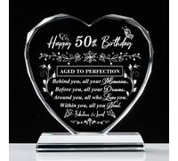 50th Birthday Gifts for Women Men Laser Crystal Heart 50th Birthday Decorations Ideas Happy Birthday Gifts for 50 Year Old Men