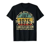 50th Birthday Gifts Vintage July 1975 50 Years Old For Men Camiseta