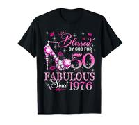 50th Birthday Queen Blessed by God 50 Fabulous Since 1976 Camiseta