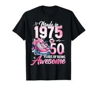50th Birthday Queen Made in 1975 Gifts 50 Years Old Floral Camiseta