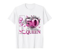 50th Birthday Queen Pink Wine 50 Years Old Women Girls Camiseta