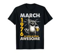 50th Birthday Raccoon Beer March 1976 Vintage 50 Years Old Camiseta