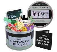 50th Birthday Survival Kit In A Can - Caja para regalo de cumpleaños. Novedad Regalo Divertido - divertido Happy 50th presente y tarjeta todo en uno. Personalizable, Black/Mint, Approx 10cm x 6cm