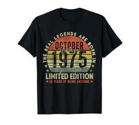50th Birthday The Real Legends October 1975 50 Years Old Men Camiseta