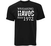 50th Birthday Wreaking Havoc Since 1972 Fiftieth Gift Idea tee Black Short Sleeve T-Shirt XXL