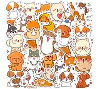 50uds Lindas Pegatinas para Perros Kawaii, Pegatinas para Cachorros Dogs Stickers Vinilos con Animales de Dibujos Animados para Equipaje Bicicleta Niños Adolescentes Adultos Decoración