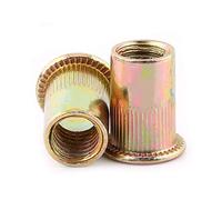 50Uds M6 Remaches de Tuerca, Remaches de Tuerca Chapados en Zinc, Tuercas de Remache de Rosca de Cabeza Plana de Acero al Carbono