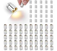 50uds Mini Luces LED con 25uds Pilas, Mini Luces Eléctricas a Pilas con Carcasa de Plástico para Manualidades Linternas de Papel Accesorios Casa Muñecas (Blanco Cálido)