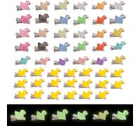 50uds Mini Pinzas Pelo Animales de Resina, Incluye 20 Lindas Pinzas Pelo con Forma Patito Amarillo y 30 Pasadores Luminosos de Colores Aleatorios para Pascua Halloween Fiestas