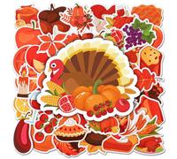 50uds Pegatinas Acción de Gracias, Dulces Pegatinas de Otoño para Niños Adultos Etiquetas de Sello de Sobre de Otoño Calcomanía Pavo para Scrapbooking Tarjeta de Felicitación Bolsa de Regalo