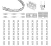 50uds Soportes de Montaje para Luces de Neón, Clips Fijación para Instalación de Luces Neón Soporte para Luces de Neón Clips para Luces de Neón con 50 Tornillos Tiras Flexibles Neón LED 6x12mm