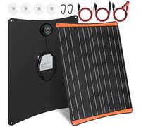 【50W Cargador Batería Solar Coche 12V】DERUXI 50W Panel Solar Portátil,Cargador Bateria, Fuente Alimentación de Emergencia Placa Solar 12V Adaptadores Adecuado SAE Cable para RV Automóviles Moto Barcos