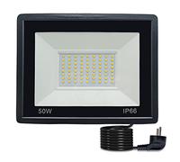 50W Focos LED Exterior con Enchufe de 3m de cable, Proyector LED Superbrillante Foco LED IP66 Impermeable Luz de Seguridad Floodlight para garaje campo patio trasero camino, 3000K blanco cálido