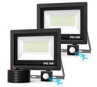 50W Focos LED Exterior con Sensor de Movimiento, [2 Piezas] Focos Led Exterior, IP65 Impermeable Foco Proyector LED Exterior 6500K Blanco Frío Floodlight para Casa, Garaje, Patio, Terraza, Campo