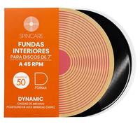 50x 7 Pulgadas Fundas Interiores para Singles de Vinilo 45 RPM antiestáticas | Spincare Dynamic con Bordes Redondeados Fundas para vinilos de HDPE antiestáticas Calidad archivística para Discos de 7”