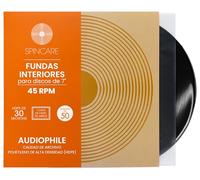 50x 7 Pulgadas Fundas Interiores para Singles de Vinilo 45 RPM | Spincare Audiophile Fundas de HDPE antiestáticas de Calidad archivística para Discos de 7”