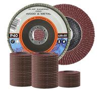 50x Discos Abrasivos de Láminas 125 x 22,2 mm Grano 40 para Amoladoras Angulares Acero Inoxidable Metal Madera Quitar Desbarbos Oxido Pulido Acabado Lijado