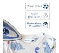 50x Etiquetas termoadhesivas personalizadas - Bienpegado - Medidas: 50 x 15 mm. Resistentes a lavadoras y secadoras 60 ° (Azul)