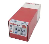 50x Fischer Tornillo para Madera 8 , 0x220 Acero Inox A2 Tx Cabeza Rosca Parcial