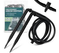 50x Instalguru Gotero De Codo Riego Por Goteo 5 mm 50 cm 2 Salidas Microirrigación Huerto Urbano Jardín Maceta Tubería Adaptador Emisor Estaca Angular Sistema Hidropónico Kit