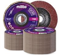 50x Millto Disco de Lija Flap 125x22,2 mm P60 T29 Láminas Lijadoras para Metal Madera Óxido Pintura Suciedad Amoladora Angular Disco Abrasivo Flap Rueda Lijado Superficies