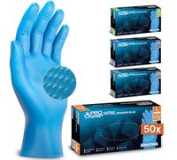 50x PROGRIP Guantes nitrilo talla L Azul [Con doble grosor y textura diamante], Guantes desechables de nitrilo para taller, industria y montaje, Luvas nitrilo descartaveis