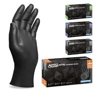 50x PROGRIP Guantes nitrilo talla L Negro [Con doble grosor y textura diamante], Guantes desechables de nitrilo para taller, industria y montaje, Luvas nitrilo descartaveis