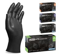 50x PROGRIP Guantes nitrilo talla M Negro [Con doble grosor y textura diamante], Guantes desechables de nitrilo para taller, industria y montaje, Luvas nitrilo descartaveis