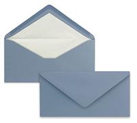 50x sobres 110 x 220 mm - color: Azul grisáceo - forradas con papel de seda blanco - Gramaje: 110 g/m² - opaco e ideal para invitaciones y tarjetas de felicitación