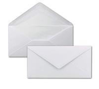 50x sobres 110 x 220 mm - color: Blanco - forradas con papel de seda blanco - Gramaje: 100 g/m² - opaco e ideal para invitaciones y tarjetas de felicitación