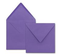 50x Sobres cuadrados de color morado - 15,5 x 15,5 cm - sin ventana, con cola húmeda - 110 g/m² - Para tarjetas de invitación a bodas, cumpleaños y más - Serie FarbenFroh