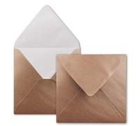 50x Sobres cuadrados en bronce metalizado - 15,5 x 15,5 cm - sin ventana, con cola húmeda - 90 g/m² - Para tarjetas de invitación a bodas, cumpleaños y más - Serie FarbenFroh
