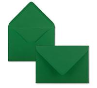 50x sobres pequeños en color verde abeto / verde oscuro DIN C7 8,1 x 11,4 cm con solapa en punta y cola húmeda en 80 g/m² - mini sobre pequeño